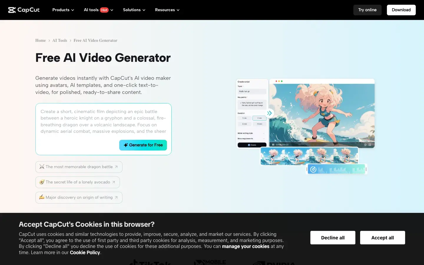 CapCut AI Video Generator screenshot 1