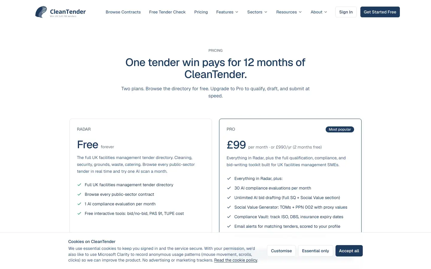 Cleantender screenshot 2