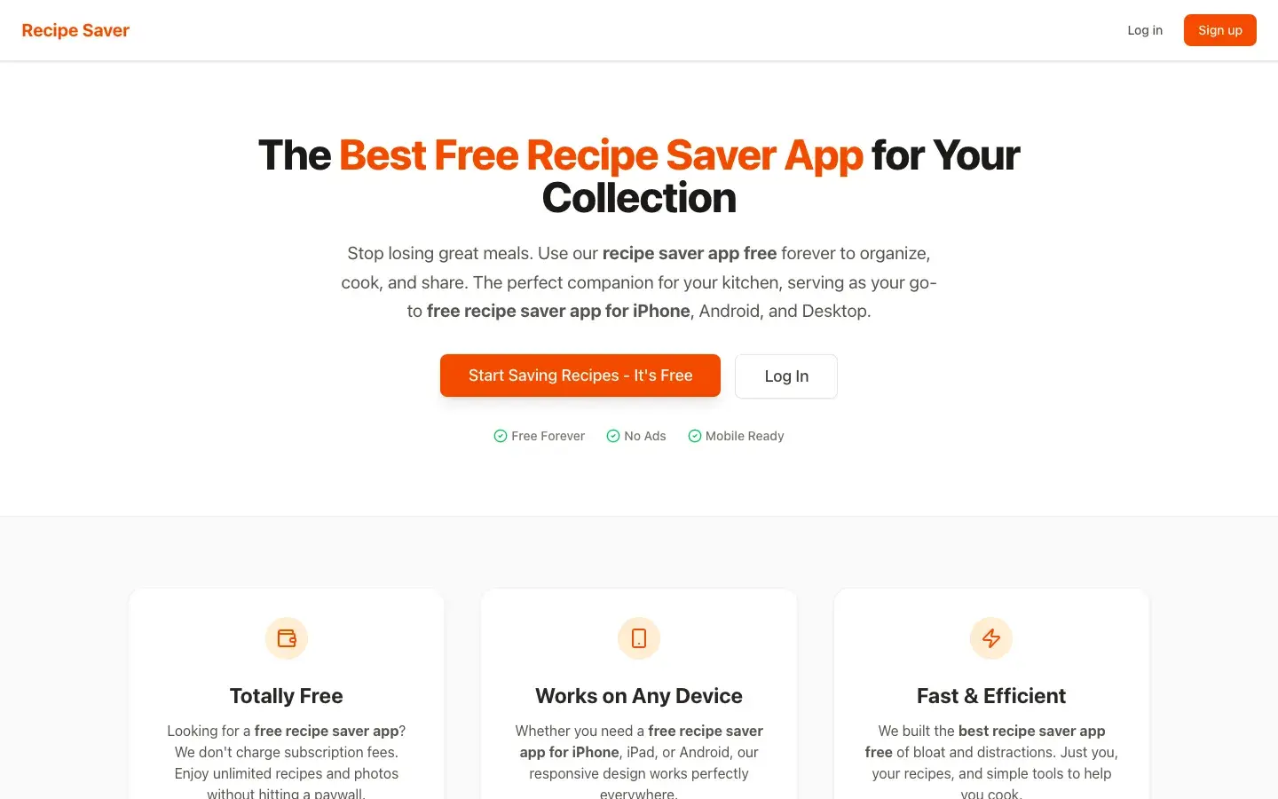 Free Recipe Saver screenshot 1