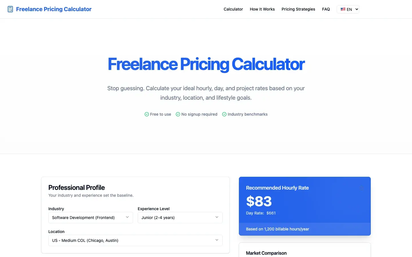 Freelance Pricing Calculator screenshot 1
