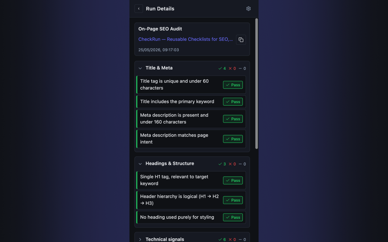 CheckRun screenshot 1