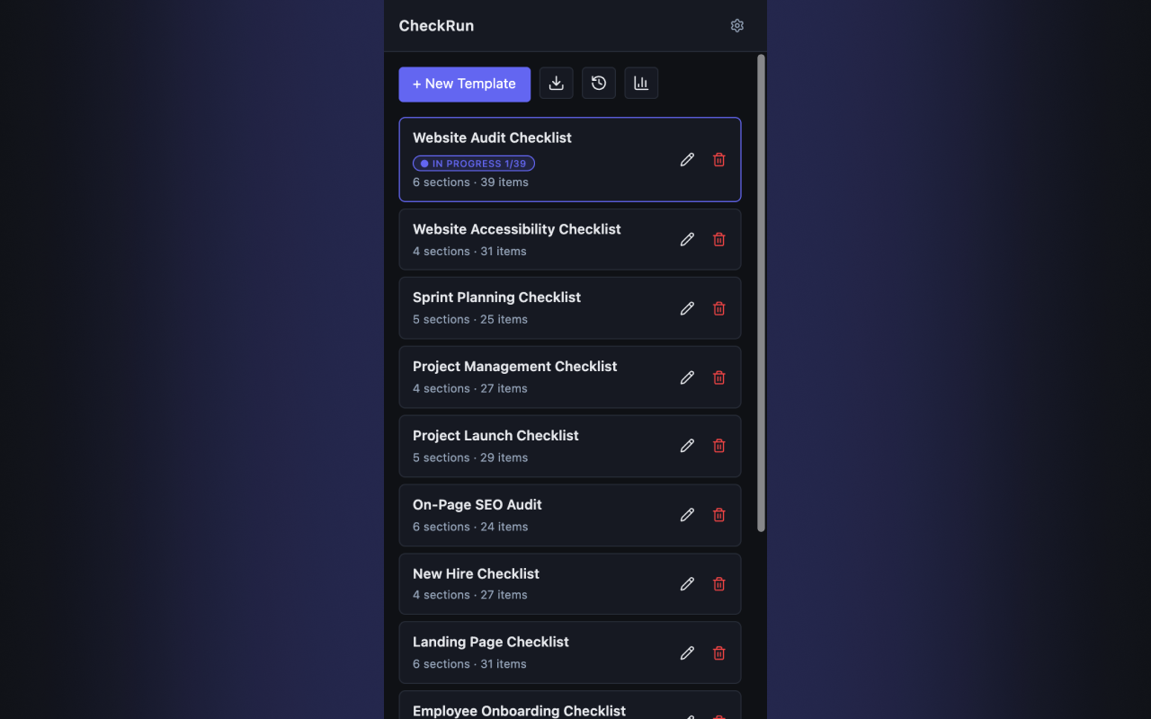 CheckRun screenshot 2