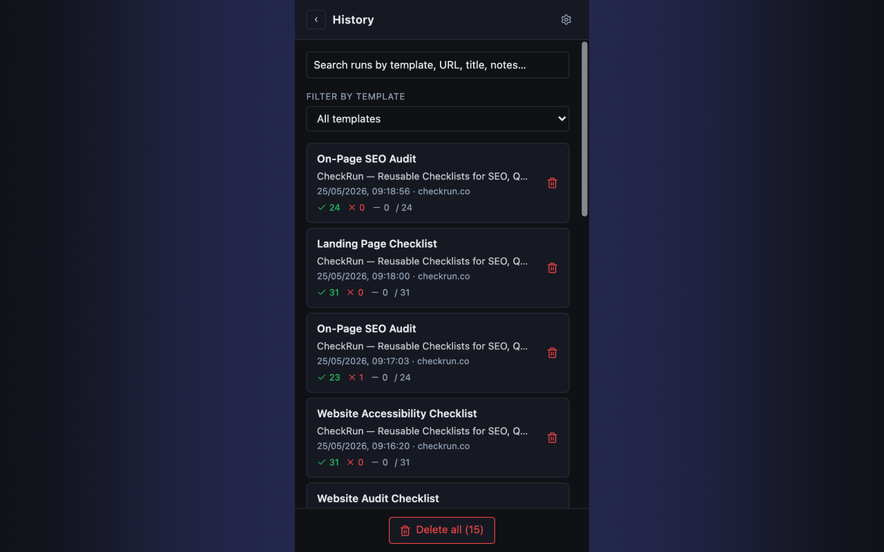 CheckRun screenshot 3