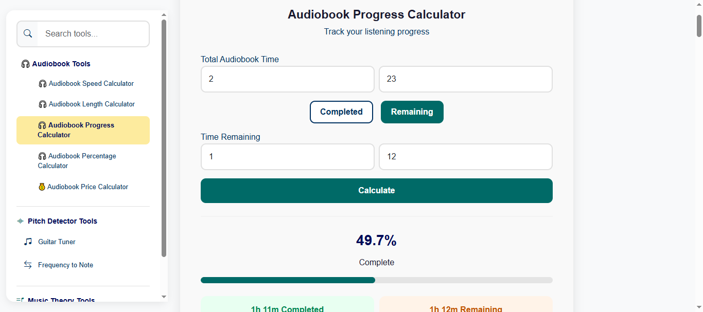 audiobook calculator screenshot 3